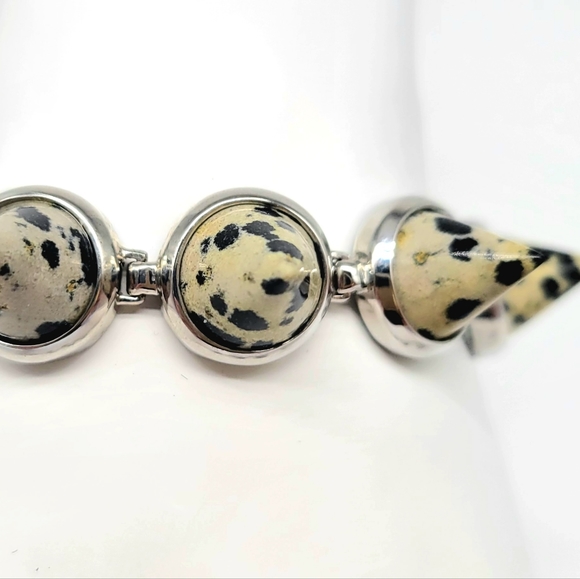 Eddie Borgo GENUINE Dalmation Jasper Spike Bracelet in sterling silver (signed) - Picture 4 of 13